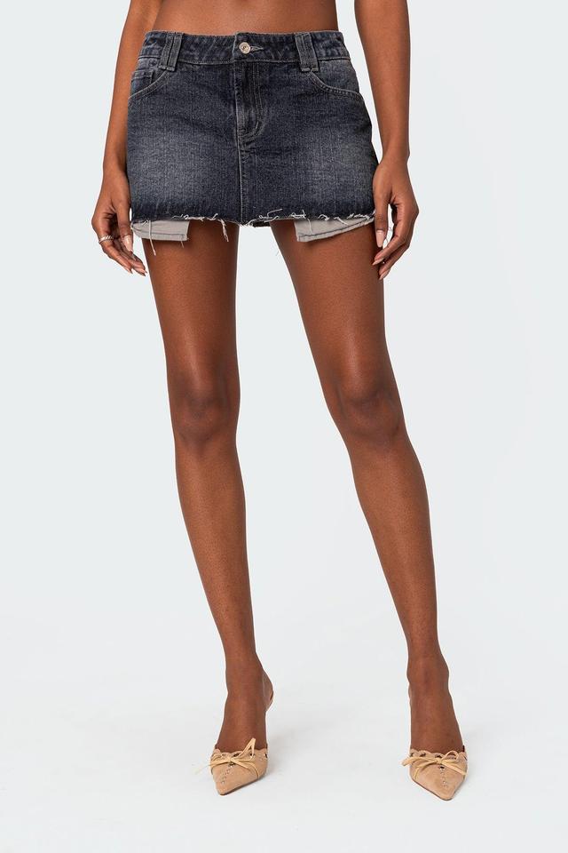 Edikted Women's Scarlett Washed Denim Mini Skirt Product Image