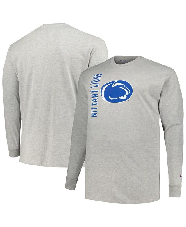 Mens Champion Heather Gray Penn State Nittany Lions Big & Tall Mascot Long Sleeve T-Shirt Product Image