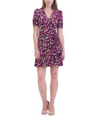 Jessica Howard Womens Ruched Flounce-Hem A-Line Dress Product Image