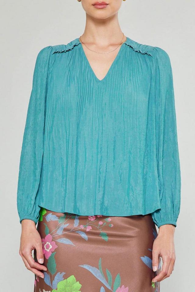 V-Neck Pleated Blouse Product Image