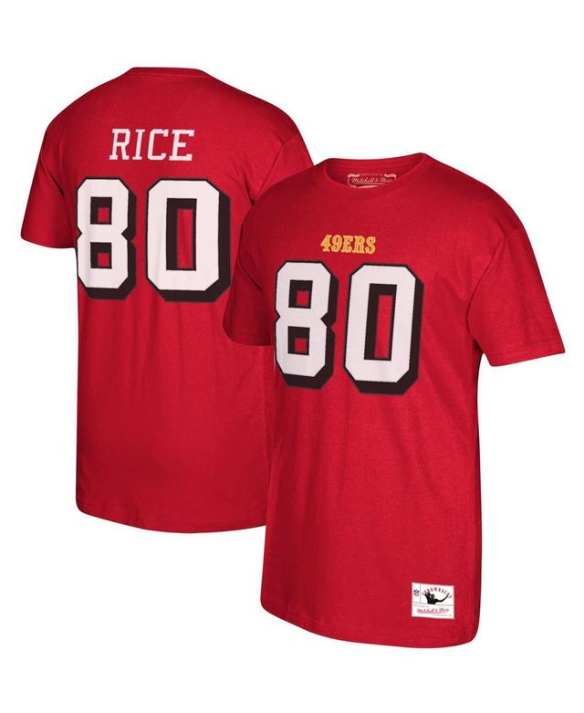 Mens Mitchell & Ness San Francisco 49ers Jerry Rice Scarlet Retired Player Name and Number T-shirt Product Image