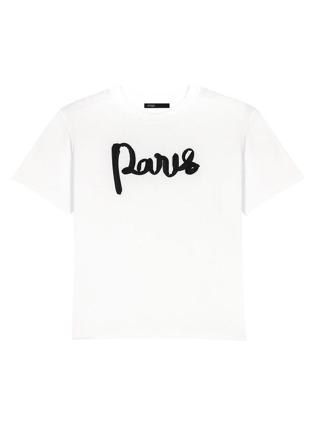 maje Tamina Paris Ribbon Cotton T-Shirt Product Image