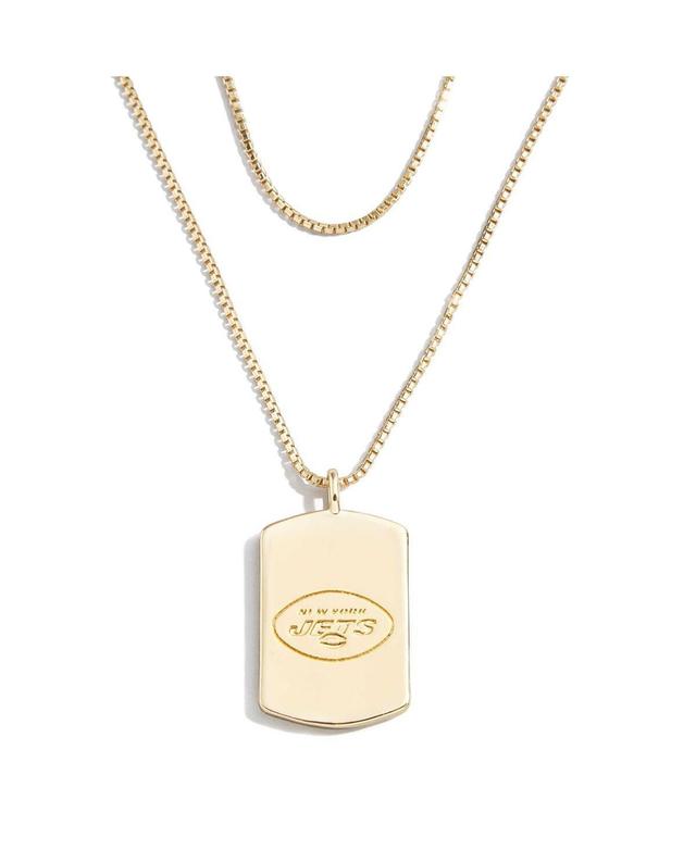 WEAR by Erin Andrews x Baublebar New York Jets Gold Dog Tag Necklace, Womens Product Image