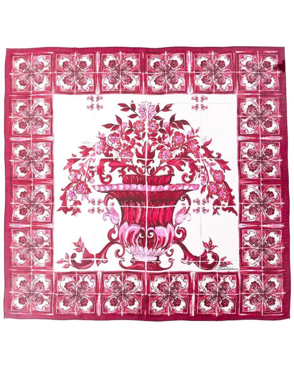 Majolica Print Silk Twill Scarf In Red Product Image