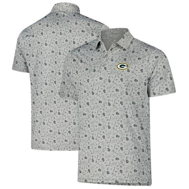 Mens Antigua Heather Gray Green Bay Packers Relentless Polo Product Image