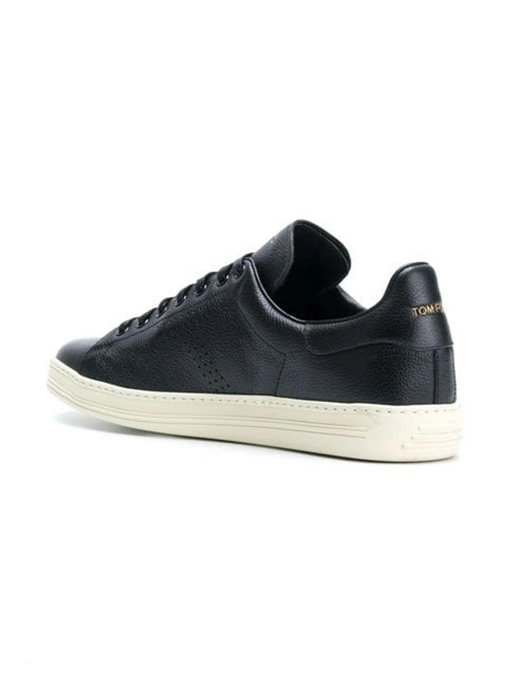 TOM FORD Warwick Perforated Full-grain Leather Sneakers In Blue Product Image