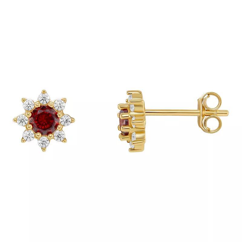 PRIMROSE Birthstone Cubic Zirconia Flower Stud Earrings, Womens, Gold Tone Jan Product Image