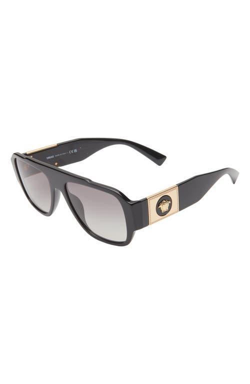 VERSACE 57mm Shield Sunglasses In Black Product Image