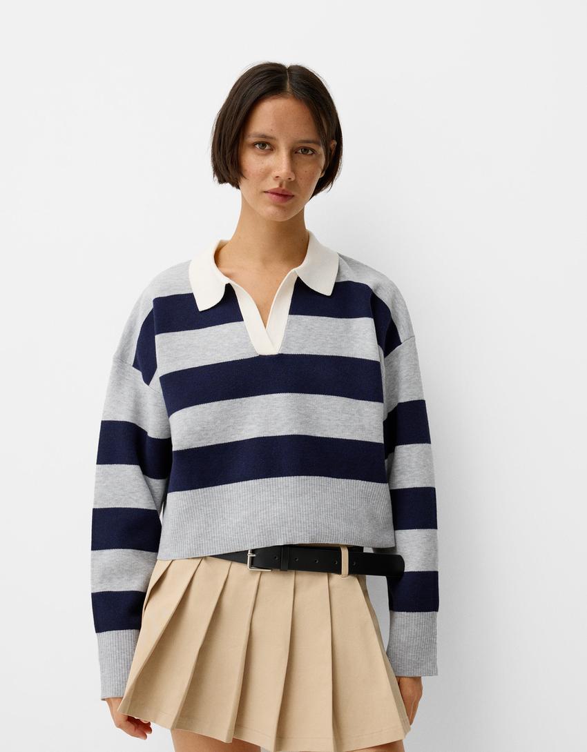 Sweater with polo collar Product Image