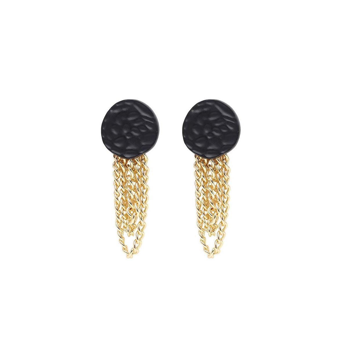 Sohi Womens Black Chain Drop Earrings Product Image