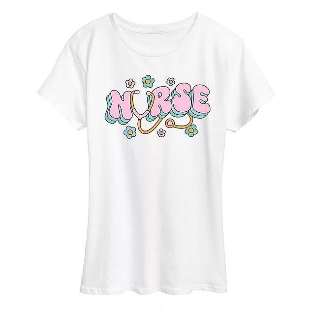 Womens Nurse Flowers Graphic Tee Product Image