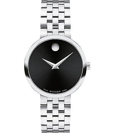 Movado Womens Museum Black Dial Classic Quartz Analog Stainless Steel Bracelet Watch Product Image