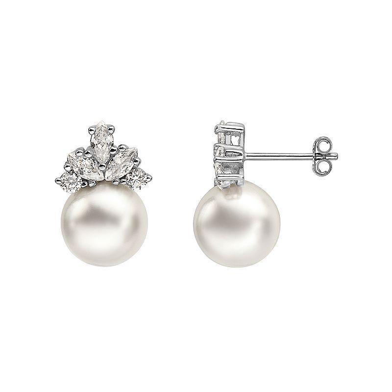 Sterling Silver Freshwater Cultured Pearl Stud Earrings, Womens Product Image