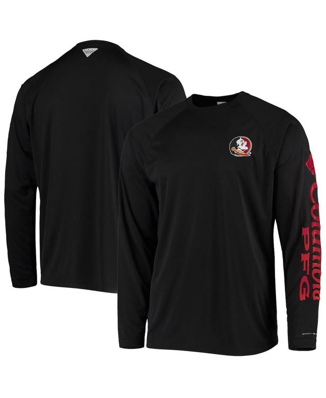 Mens Columbia Black Florida State Seminoles Terminal Tackle Omni-Shade Raglan Long Sleeve T-shirt Product Image