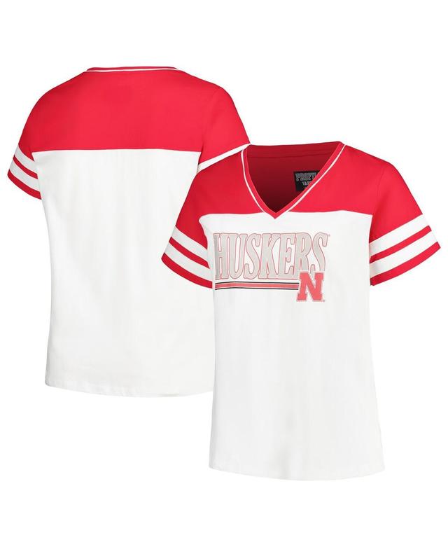 Womens Profile White Nebraska Huskers Plus Size Field Game V-Neck T-shirt - White Product Image