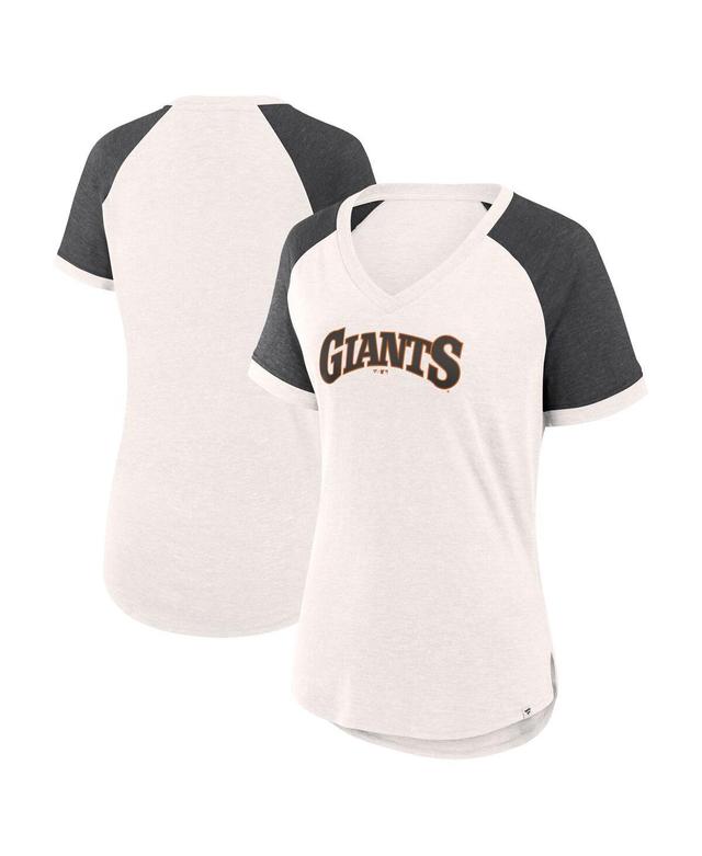 Fanatics Womens White San Francisco Giants for the Team Slub Raglan V-Neck Jersey T-Shirt - White, Black Product Image