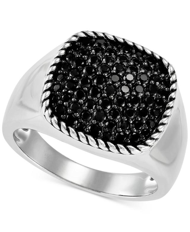 Mens Lab Created Black Spinel (1-1/2 ct.tw.) Band Ring in Sterling Silver Product Image