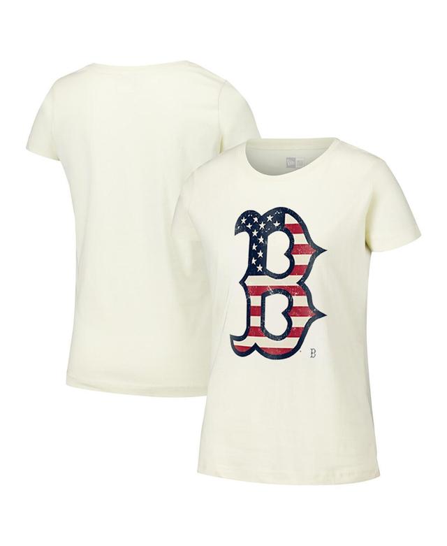 New Era Womens Cream Boston Red Sox Vintage-like T-Shirt Product Image