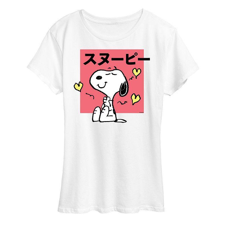 Womens Peanuts Tokyo Snoopy Hearts Graphic Tee, Girls Product Image