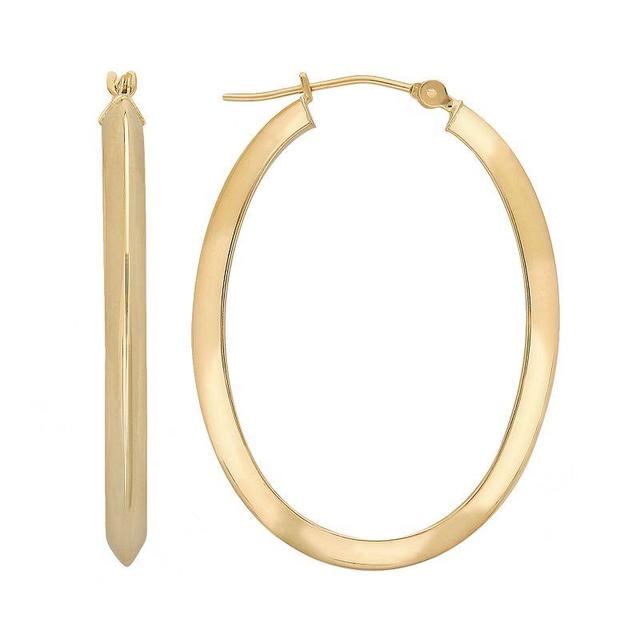 Everlasting Gold 10k Gold Oval Hoop Earrings, Womens, Yellow Product Image