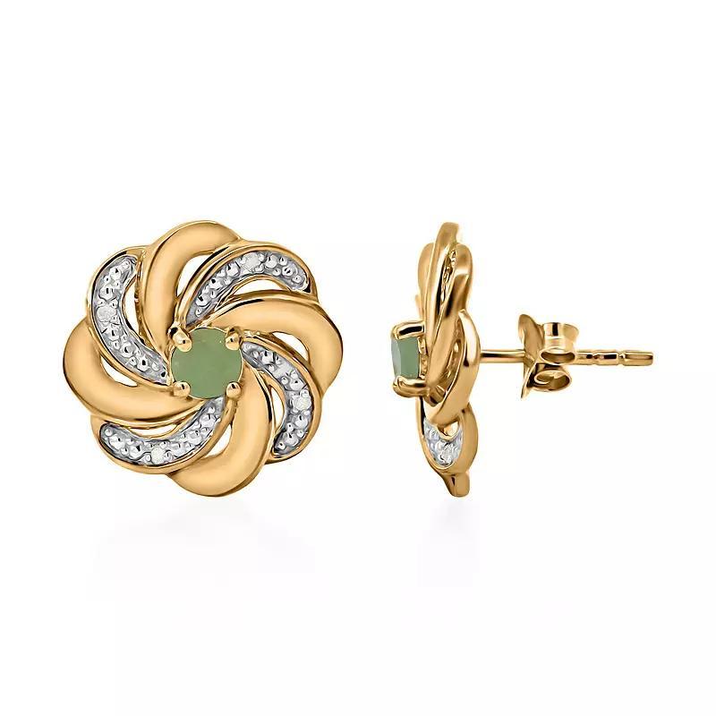 14k Gold over Sterling Silver Stone & Diamond Accent Earrings, Womens, Green Product Image