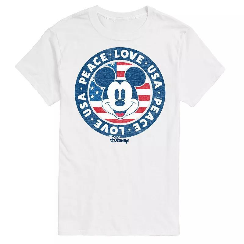 Disneys Mickey Mouse Mens Peace Love USA Americana Graphic Tee Product Image