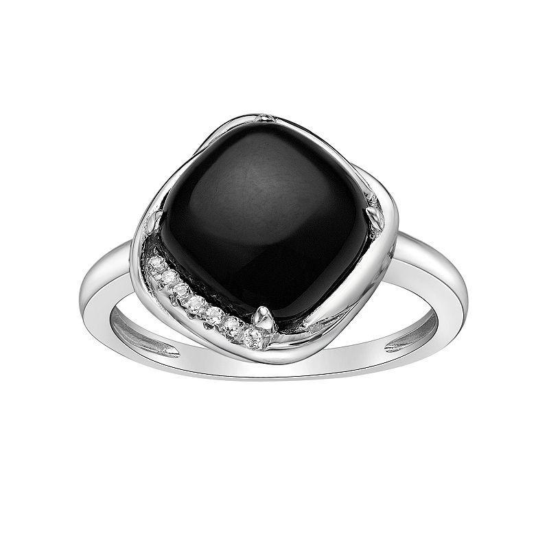 Gemminded Silver Spring Black Onyx & White Topaz Ring, Womens Sterling Silver Product Image