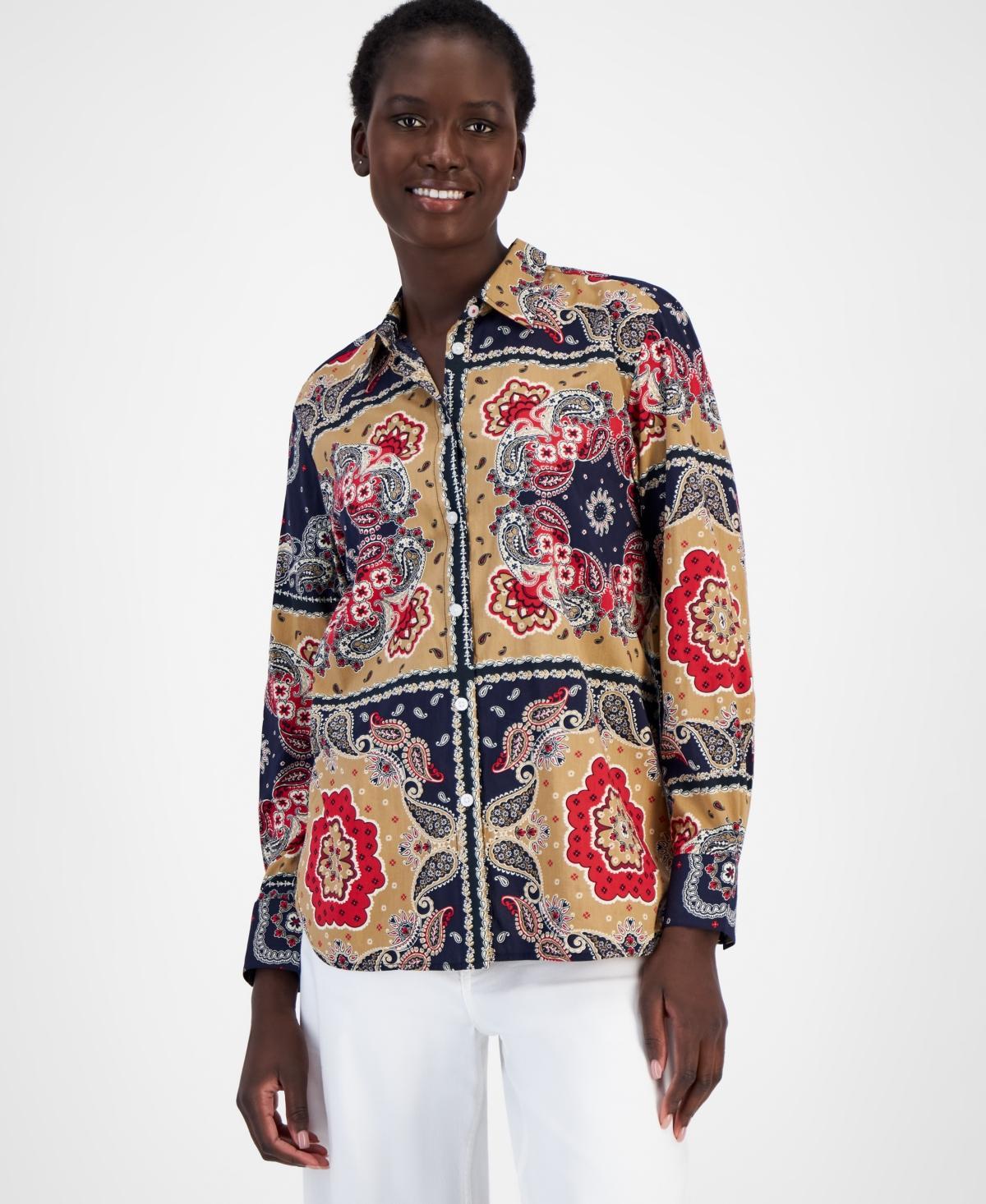 Nautica Jeans Womens Paisley-Print Long-Sleeve Shirt Product Image