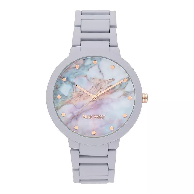 Nine West Womens Lavender Dial Marbleized Watch, Silver Product Image