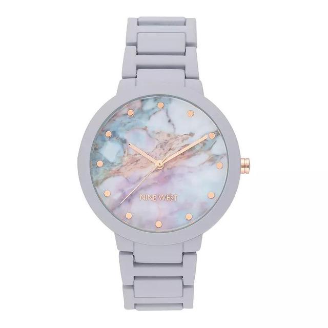 Nine West Womens Lavender Dial Marbleized Watch, Silver Product Image