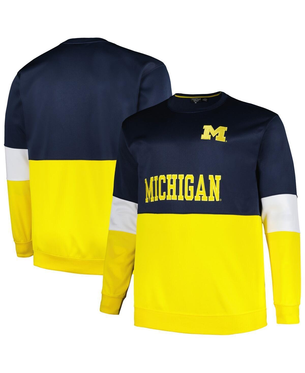 Mens Profile Navy Michigan Wolverines Big & Tall Fleece Pullover Sweatshirt Blue Product Image