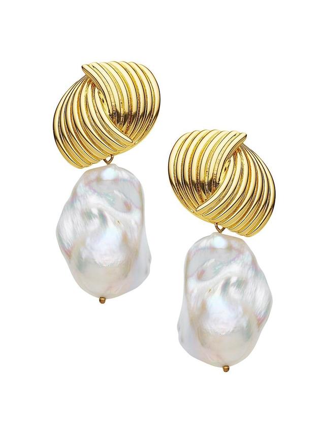 Womens Zagora Carrie 24K-Gold-Plated & Cultured Freshwater Pearl Drop Earrings Product Image