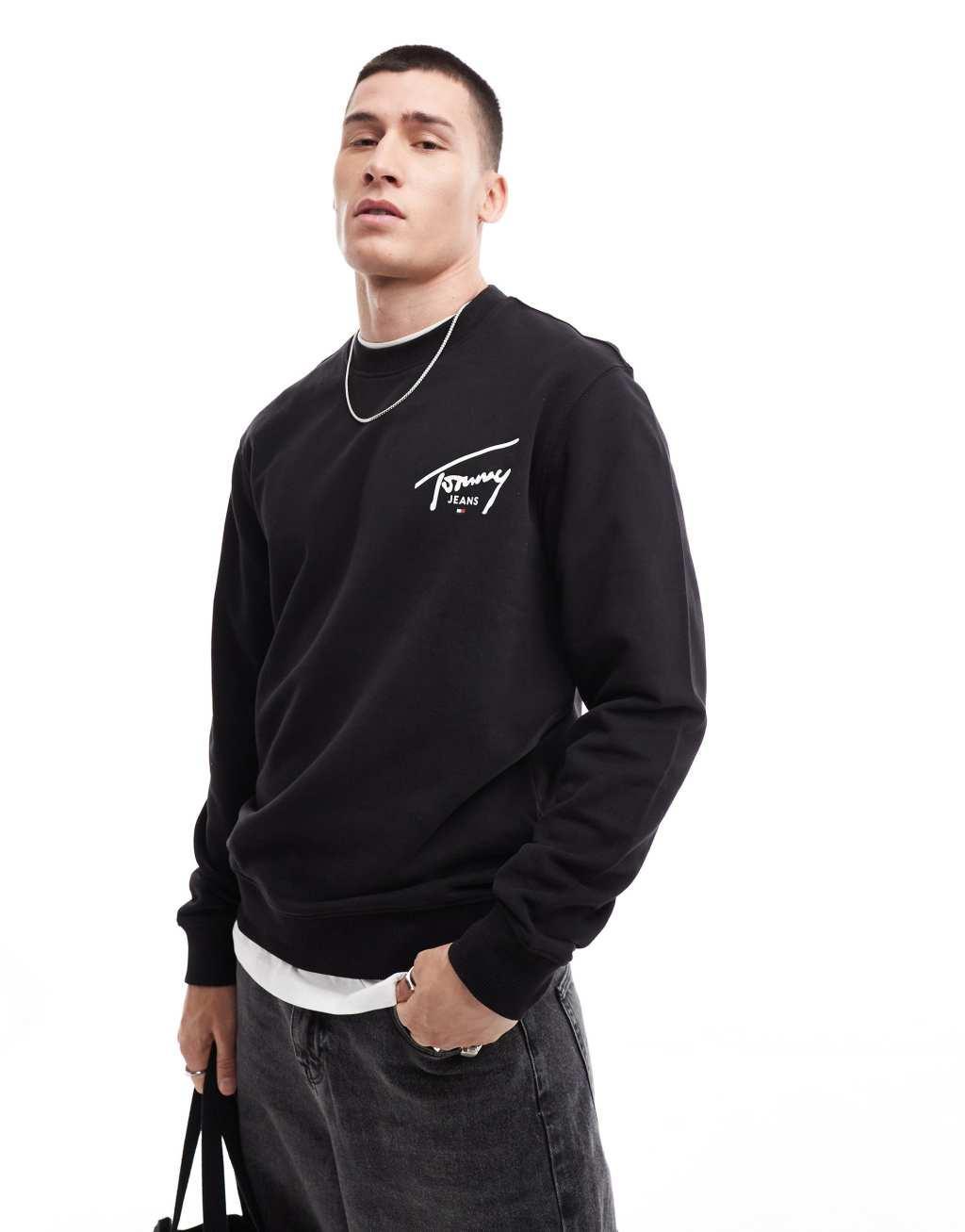 Tommy Jeans signature backprint logo sweatshirt in black Product Image