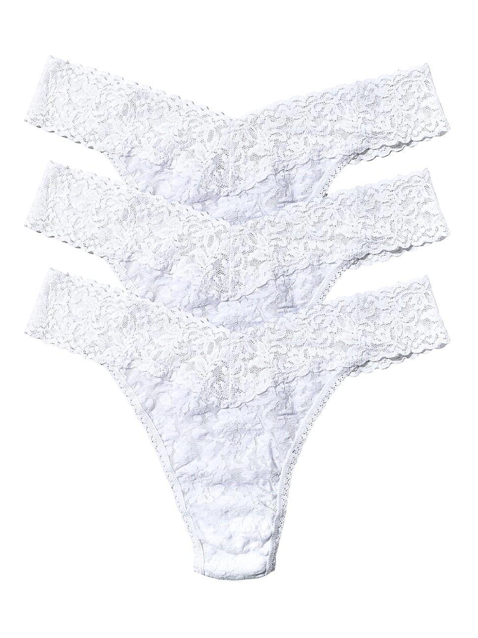 Three-Pack Original-Rise Signature Lace Thong Product Image