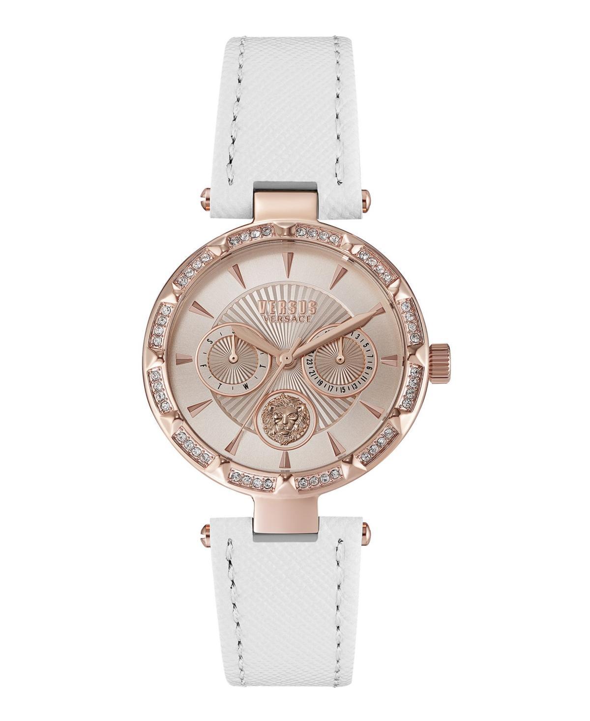 Versus by Versace Womens Sertie Beige Leather Strap Watch 36mm - Rosegold Product Image