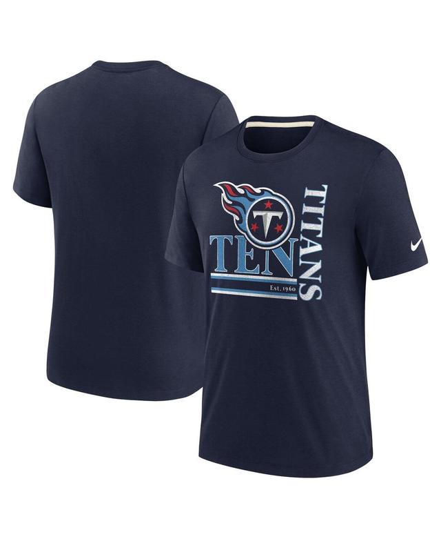 Mens Nike Tennessee Titans Wordmark Logo Tri-Blend T-Shirt Blue Product Image