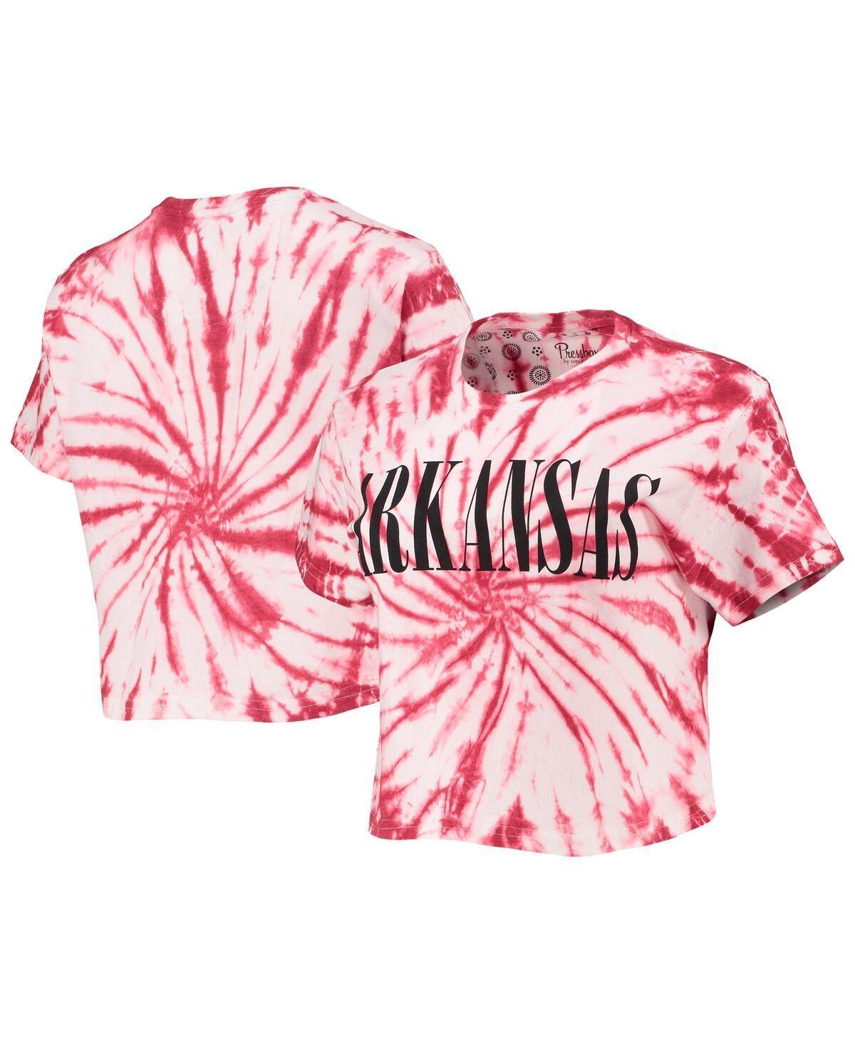 Womens Pressbox Cardinal Arkansas Razorbacks Showtime Tie-Dye Crop T-Shirt Product Image