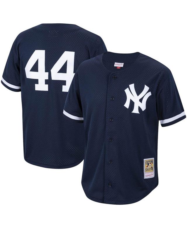 Mens Mitchell & Ness Reggie Jackson New York Yankees Cooperstown Collection Mesh Batting Practice Button-Up Jersey Blue Product Image