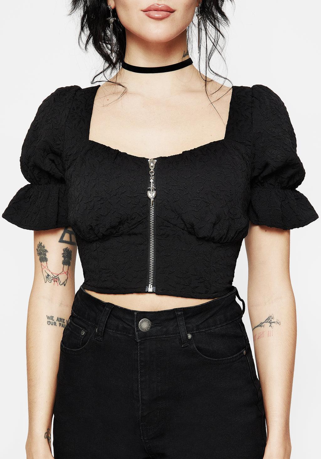 Betrayal Zip Up Crop Top Product Image