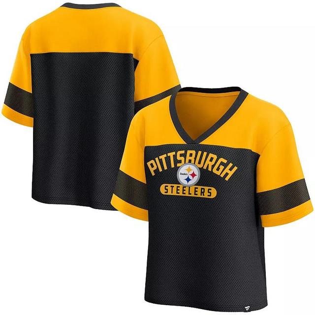 Womens Fanatics /Gold Pittsburgh Steelers Homeschool Jersey Poly V-NeckFashion Top Product Image