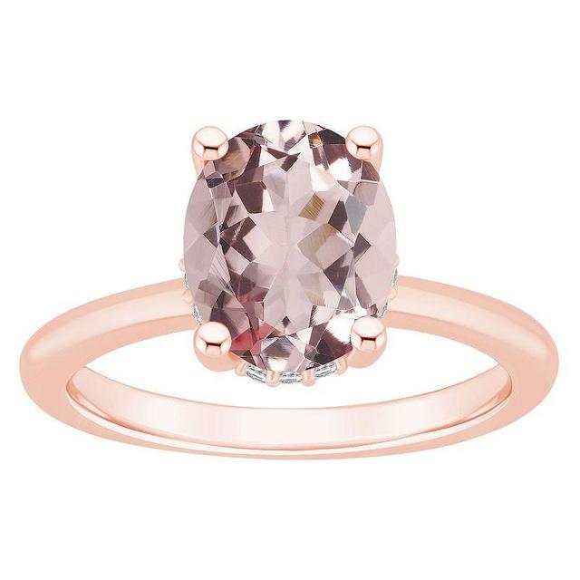 Alyson Layne 14k Rose Gold Oval Morganite & Diamond Accent Ring, Womens Product Image