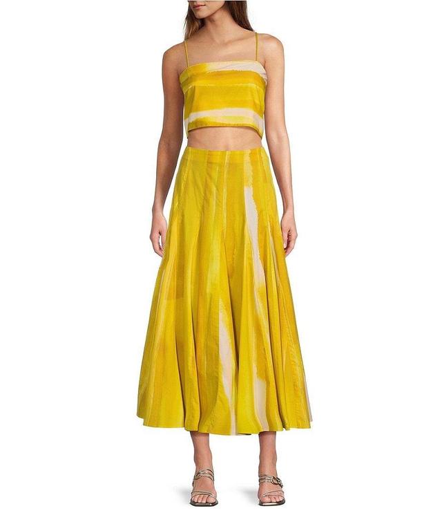 Antonio Melani x M.G. Style Blake Lemon Watercolor Crop Top & Mid Waist Pleated Skirt Set Product Image