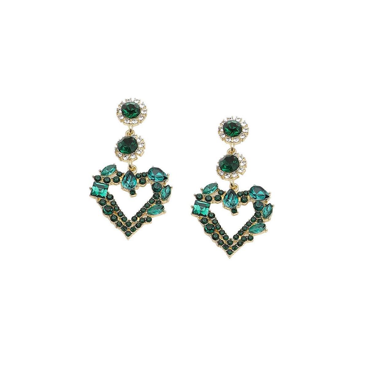 Sohi Womens Gold Heart Drop Earrings Product Image