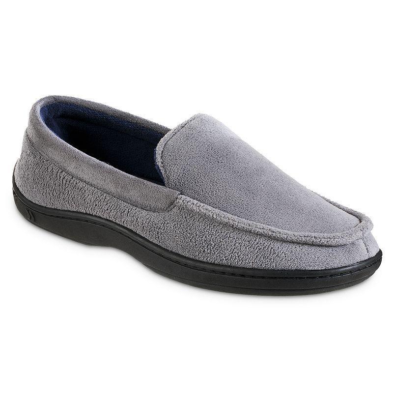 isotoner Jared Microterry Mens Moccasin Slippers Grey Product Image