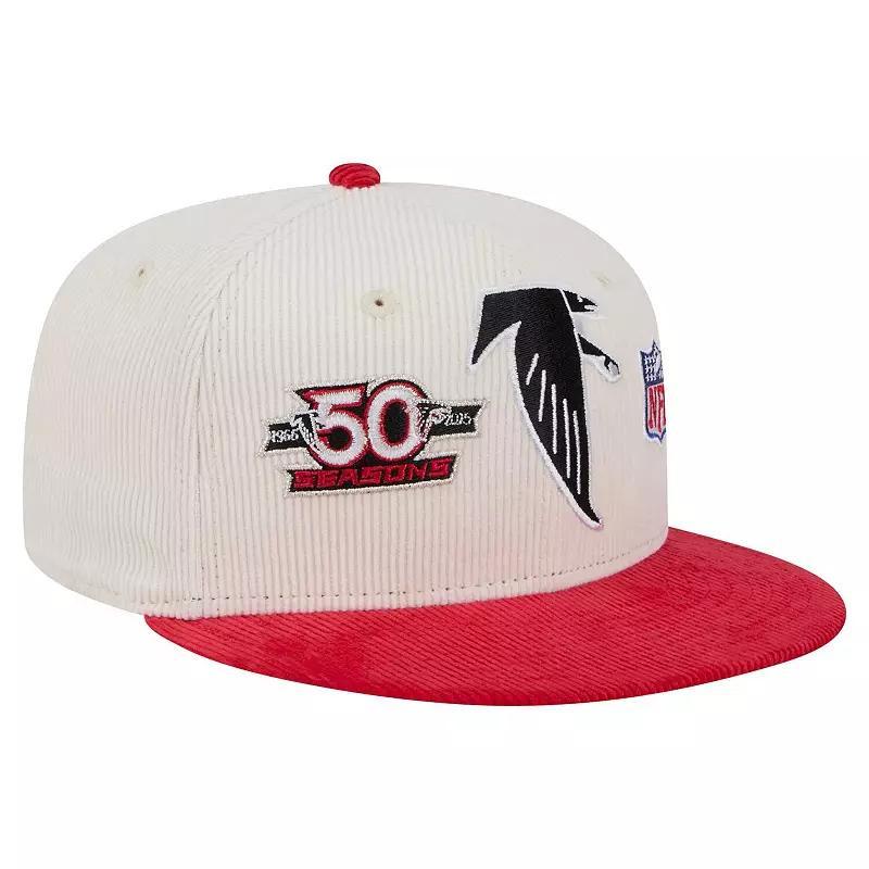 Mens New Era Cream/Red Atlanta Falcons Throwback Corduroy 59FIFTY Fitted Hat Product Image