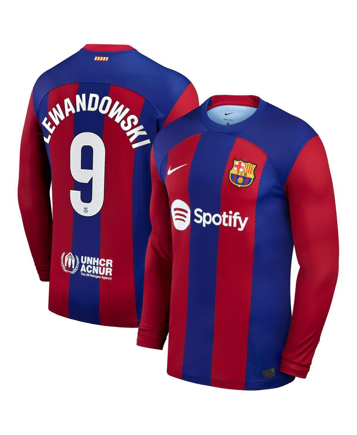 Mens Nike Robert Lewandowski Royal Barcelona 2023/24 Home Replica Long Sleeve Jersey - Royal Product Image