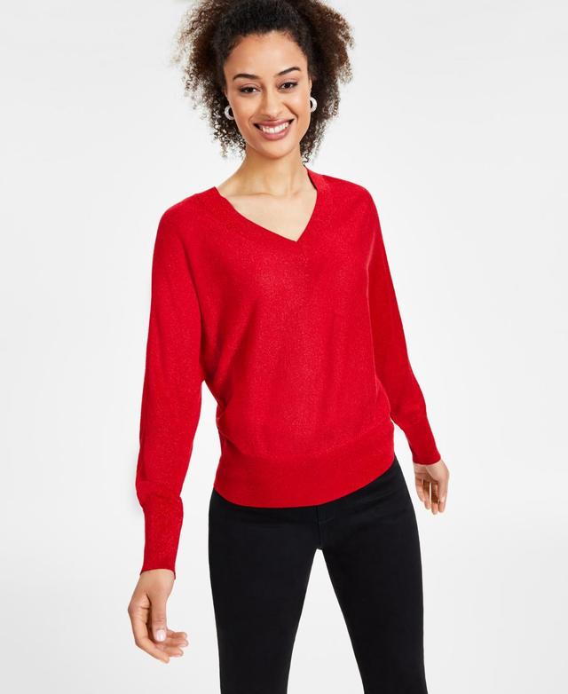 I.n.c. International Concepts Womens Metallic Dolman-Sleeve Top, Created for Macys Product Image