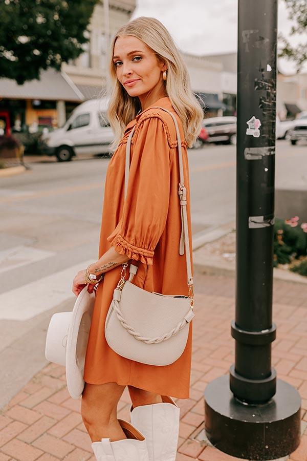 Falling Leaves Button Down Mini Dress in Pumpkin Product Image