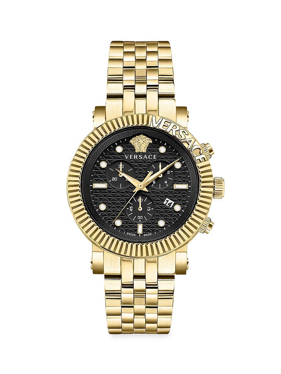 Versace Mens Swiss Chronograph V-Chrono Two-Tone Bracelet Watch 45mm Product Image