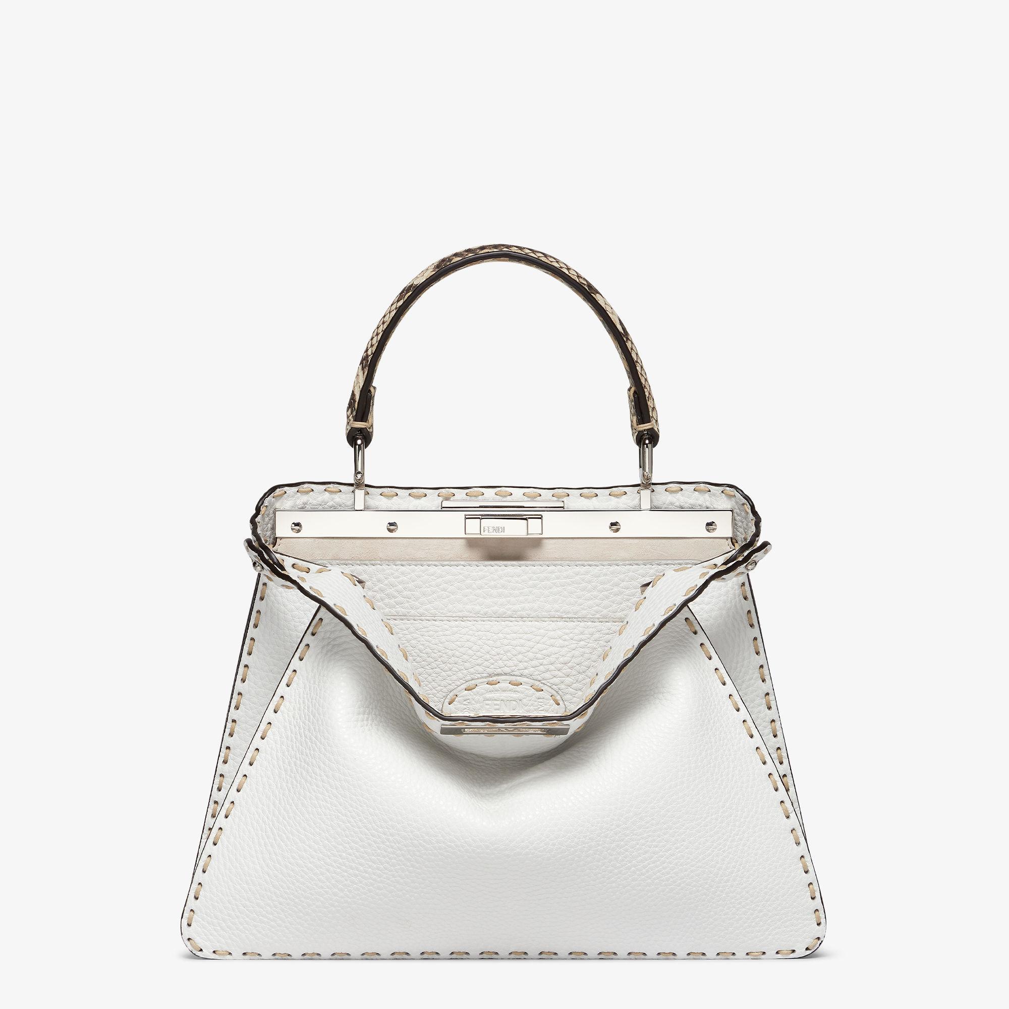 Peekaboo ISeeU MediumWhite Selleria bag with exotic details Product Image